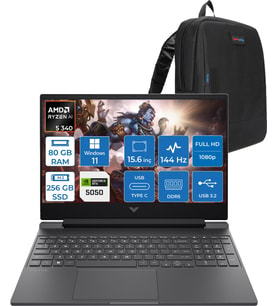 Hp Victus 15-WFB3036NT Amd Ryzen 5 Aı 340 80GB Ddr5 256GB SSD Windows 11 Pro Nvidia Geforce 8gb RTX5050 15.6 Inç Fullhd (1920X1080) IPS 144HZ Taşınabilir Bilgisayar CA8E7EAP31 + Zetta Çanta