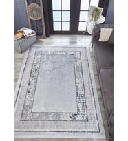Gri Halı Modern Geometrik Stil Kaymaz Tabanlı Şık Salon Halısı Dijital Baskı Koridor