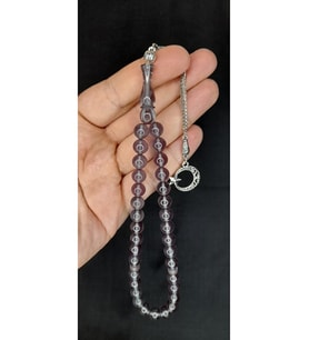 SEVGİLİYE ÖZEL HEDİYE ATEŞ KEHRİBAR TESBİH EFLATUN RENK KÜRE KESİM H-1391.