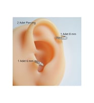 İki Parça Silver Renk Taşlı Halka Piercing Tragus Helix Forward Helix Kıkırdak (6 mm ve 8 mm) (Çok Renkli)