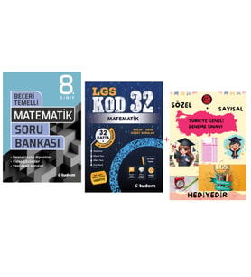 TUDEM YAYINLARI LGS MATEMATİK BECERİ TEMELLİ SORU BANKASI - MATEMATİK KOD 32 DENEME - HEDİYE