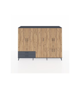 Hyperion Dolap 12 Raflı 2 Çekmeceli 7 Kapaklı 220x44x163 Antrasit-Çam/Antrasit