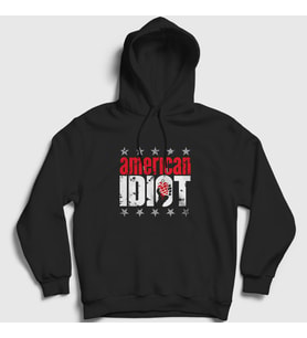 Presmono Unisex Siyah American Idiot V3 Green Day Kapüşonlu Sweatshirt 55342tt