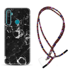 Realme 5i 5 Pro 6i 7 Pro 8 Kılıf Boyun Asklı Rasta Silikon Black Hole Marble 1387