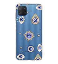 PrintiFy Samsung Galaxy M12 ile Uyumlu 1mm Slim Fit Nazar Boncuğu 5 Baskılı Şeffaf  Kılıf