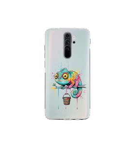 Redmi Note 8 Pro ile Uyumlu Splash Bukalemun Tasarımlı Şeffaf Silikon Kılıf