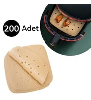 Pişirme Kağıdı 200 Adet Air Fryer  Tek Kullanımlık Hava Fritöz Yağ Geçirmez Yapışmaz Gıda Pişirme Kağıdı Delikli Kare Model
