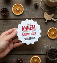 Kişiye Özel Anneye Hediye Bardak Altlığı Anneler Günü Hediyesi (Bej)