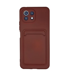 Xiaomi Mi 11 Lite Kılıf Kelvin Kartvizitli Silikon - Bordo