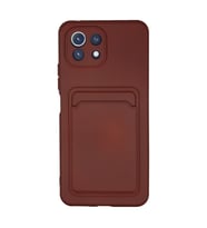 Xiaomi Mi 11 Lite Kılıf Kelvin Kartvizitli Silikon - Bordo