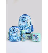 x Dekomus Lisanslı Stitch "Iconic Blue Collection" Okul, Termoslu Beslenme Ve Kalem Çantası, 500 Ml Matara Ve Beslenme Kabı Seti