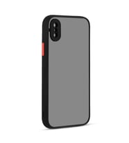 Apple iPhone X Kılıf Zore Hux Düğme ve Kapak Zıt Renk Kılıf (Siyah)