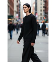 Erkek Oversize Kalıp Bisiklet Yaka Basic Selanik Dokulu Kalın Triko Kazak Kışlık Günlük Giyim İçin
