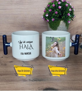 İyi Ki Varsın Hala Kupa Bardak Fotoğraflı T Lacivert Kulplu Halaya Doğum Günü Hediyesi