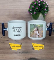 İyi Ki Varsın Hala Kupa Bardak Fotoğraflı T Lacivert Kulplu Halaya Doğum Günü Hediyesi