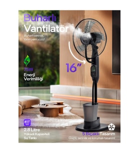 Auhma ACFN01 16 İnç 5 Bıçaklı 2.8 Litre Kapasiteli Buharlı Güçlü Vantilatör