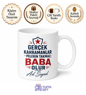 İsme Özel Süper Baba Yazılı Baskılı Kupa Bardak Babalar Günü Hediye