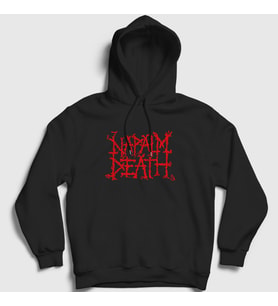 Presmono Unisex Beyaz Logo Napalm Death Kapüşonlu Sweatshirt 382600tt (Siyah)