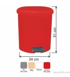 Garanti Metal 7139 Plastik İç Kovalı Yuvarlak Pedallı Çöp Kovası (40 Litre)