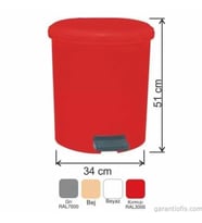 Garanti Metal 7139 Plastik İç Kovalı Yuvarlak Pedallı Çöp Kovası (40 Litre)