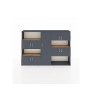 Arges Dolap 10 Raflı 9 Kapaklı 220x30x163 Antrasit-Antrasit/Çam