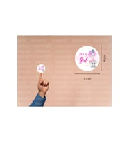 İngilizce Kız Bebek Etiketi It is a Girl Cinsiyet Partisi Çocuk Pembe Fil Mat Sticker 4 Cm (90 Adet)