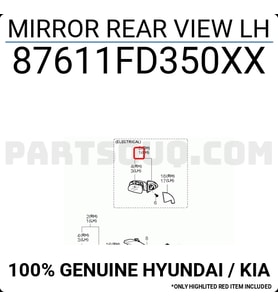 Kia Rio Dış Ayna Manuel Sol 2005  (Oem No:  87611Fd350Xx)