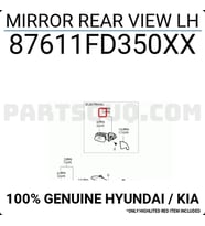 Kia Rio Dış Ayna Manuel Sol 2005  (Oem No:  87611Fd350Xx)
