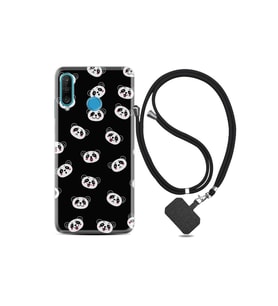 Huawei P30 Lite Kılıf Desenli Silikon + Şarj Kulaklık Koruyucusu Panda Suratları 1773