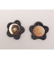 Angel Çanta Aksesuar Lacivert Gerçek Derili Çiçek Model Mıknatıslı Çıtçıt Light Gold Metalli