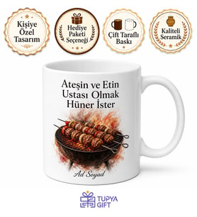 Köfteci Temalı Baskılı Kupa Bardak Köfteciye Özel Tasarım Hediye