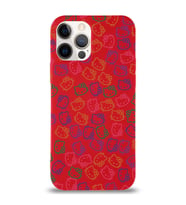 Apple iPhone 12 Pro Max Uyumlu Lansman Kılıf Hello Kitty Tasarımlı İçi Kadife Kapak-Kırmızı (Şeffaf)