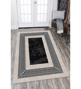 Füme Çerçeveli Kaymaz Taban Makinede Yıkanabilir Halı AR695 - 100 x 160 cm