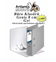 Büro Klasörü Gri Geniş 1 Adet Plastik Geniş Gri Klasör Halkalı Paslanmaz Çelik Klipsli 1 Adet