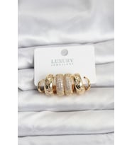 Zirkon Taşlı Pirinç Gold Renk Halka Kadın Küpe Seti - TJ-BKP11489