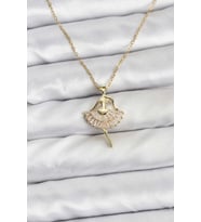 316L Çelik Zincir Gold Renk Balerin Model Kadın Kolye TJ-BKO10775
