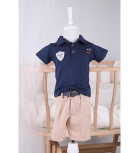 Babyhola Tshirt Kot Şort Erkek Yazlık Takım 2061 (Lacivert)
