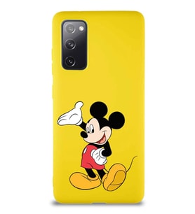 Samsung Galaxy S20 FE Soft Premier Kapak Mickey Mouse-C Tasarımlı Silikon Kılıf - Sarı (Şeffaf)