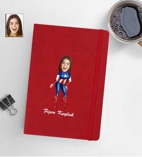 Kişiye Özel Captain America Kadın Model 13x21 Kırmızı Defter-9