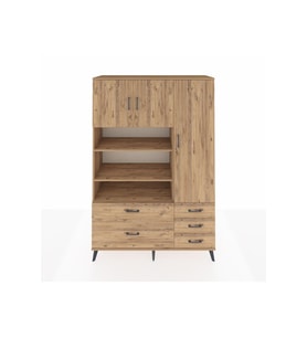 Hyperion Gardrop 9 Raflı 5 Çekmeceli 3 Kapaklı 132x44x195 Çam-Çam