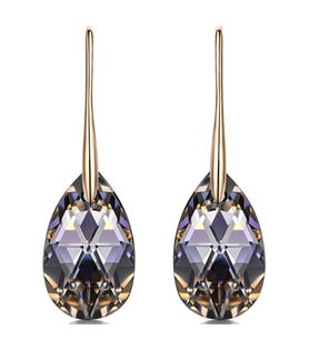 Monemel Rose Siyah Swarovski Damla küpe (Altın kaplama) Sevgililer Günü Hediyesi