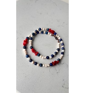 İnci lapis lazuli mercan kolye