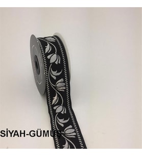 35090-Bordür - 10 mt Siyah-Gümüş