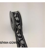 35090-Bordür - 10 mt Siyah-Gümüş