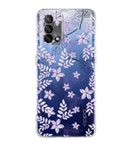 PrintiFy Oppo A74 Uyumlu Kamera Korumalı Floral Lila Tasarımlı Şeffaf Silikon Kılıf