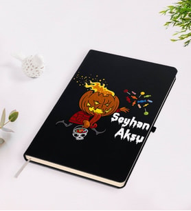 BK Gift Kişiye Özel Happy Halloween Tasarımlı Siyah Defter-12