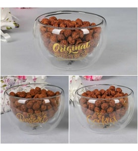 Perotti Tekli Çift Cidarlı Cam Kase Double Bowl 300ml 13796