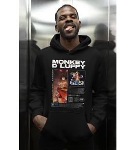 Tasarım Monkey D. Luffy Baskılı Unisex Oversize Anime Karakter Hoodie