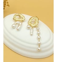 Gold Dokunuş Barok İncili Pirinç Küpe