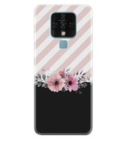 Tecno Camon 16 18P Pova Pova 3 Pova Neo Kılıf Desemli Silikon Strip Pink Flowers 1396